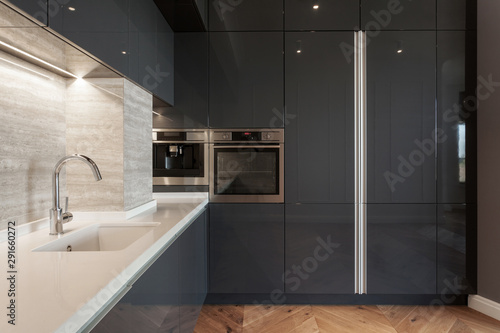 Fotografie, Tablou Modern and new kitchen with built in appliance