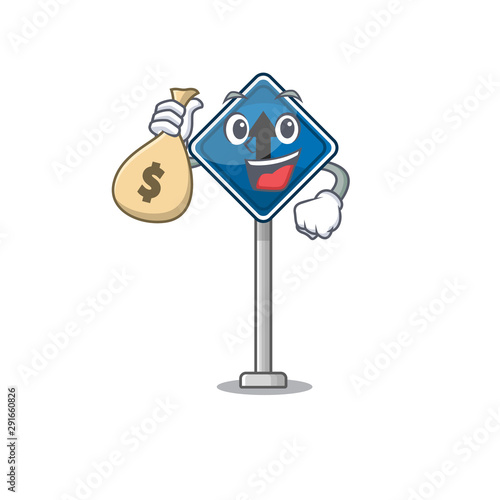 With money bag straight ahead isolated with in cartoon