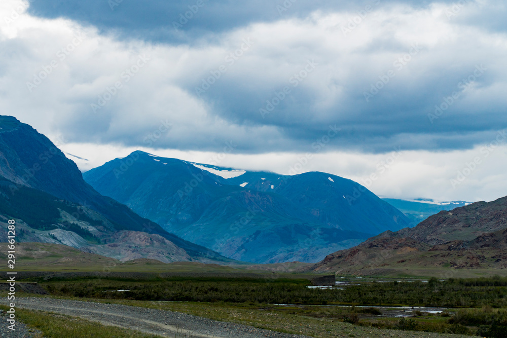 Fototapeta premium Background image of a mountain landscape. Russia, Siberia, Altai
