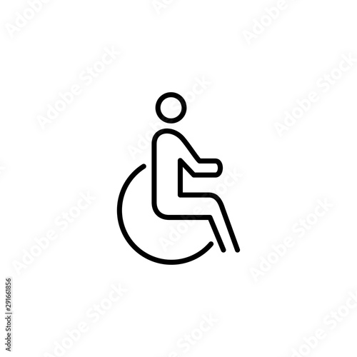 Wheelchair disabled sign business people icon simple line flat illustration