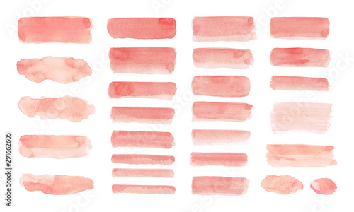 Set of Peach watercolor isolated on white background.