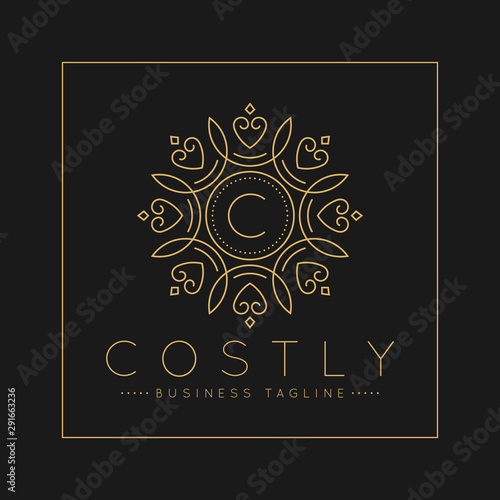 Letter A Logo with classic and Luxurious line art ornament style vector