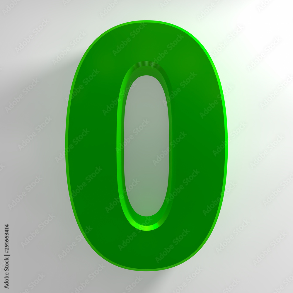 Number 0 green color collection on white background illustration 3D rendering Number 0 green color collection on white background illustration 3D rendering