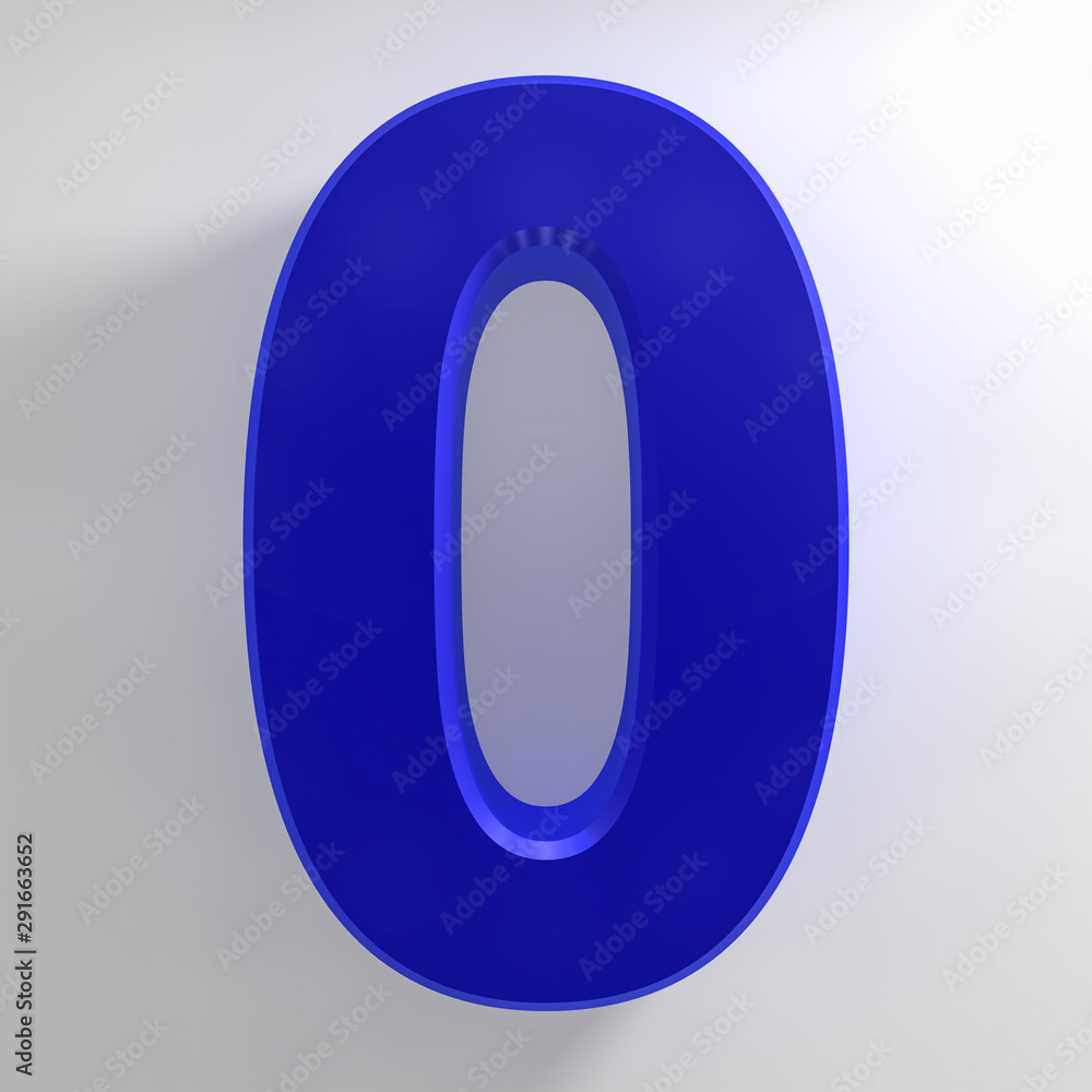 Number 0 blue color collection on white background illustration 3D rendering Number 0 blue color collection on white background illustration 3D rendering