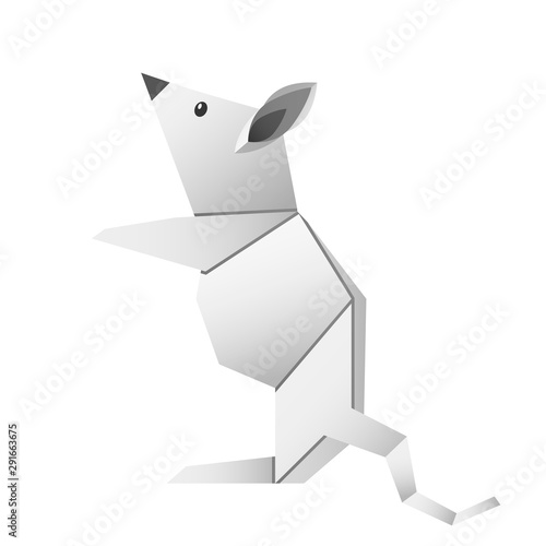 folded paper origami animal mouse or rat symbol of 2020 according to the Chinese calendar