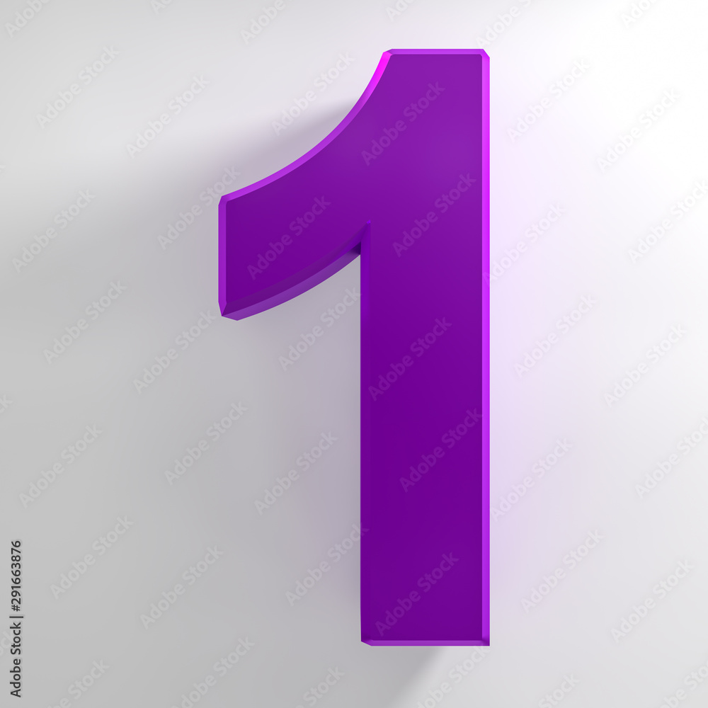Number 1 purple color collection on white background illustration 3D rendering Number 1 purple color collection on white background illustration 3D rendering