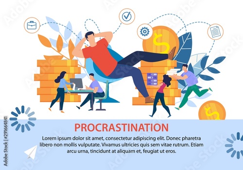 Poster with Procrastinating Lazy Office Worker