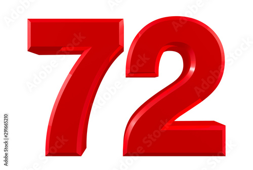 Fototapeta Naklejka Na Ścianę i Meble -  Red numbers 72 on white background illustration 3D rendering