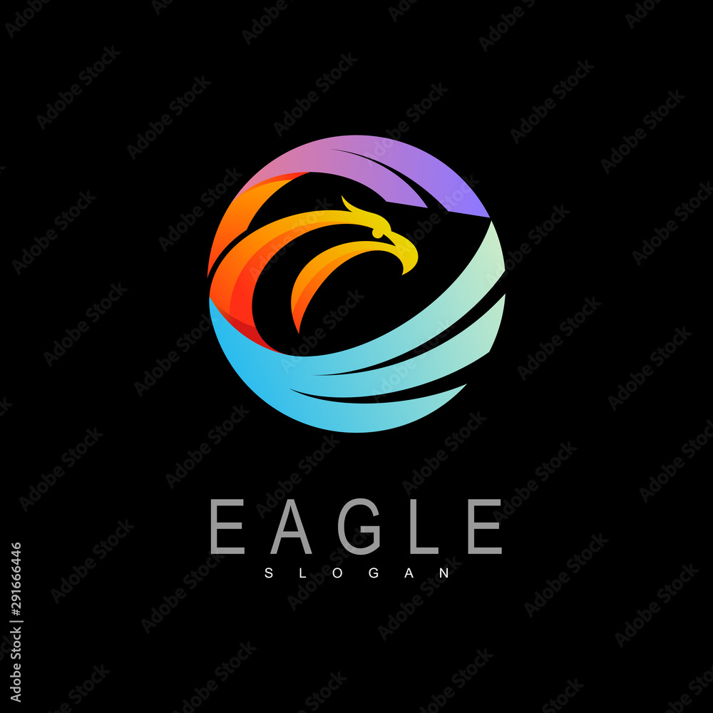 Eagle logo, Bird logo with circle design template, eagle icon , wing ...