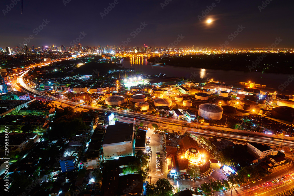 Bangkok night light panorama