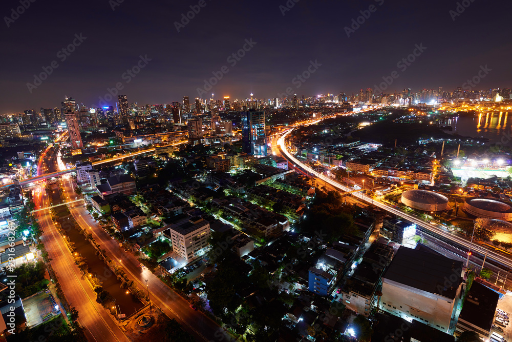 Obraz premium Bangkok noc światła panorama