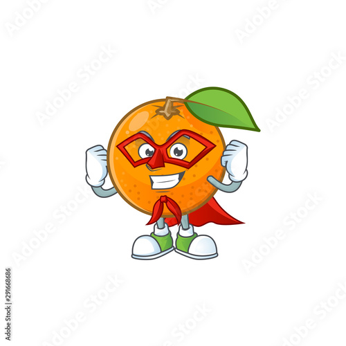 Super hero sweet orange cartoon mascot for juice