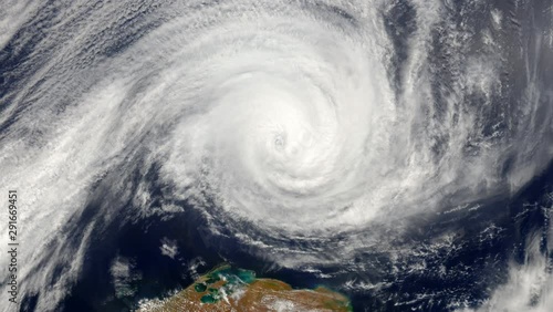 Hurricane storm, tornado, cyclone satellite view. Elements of this video furnished by NASA