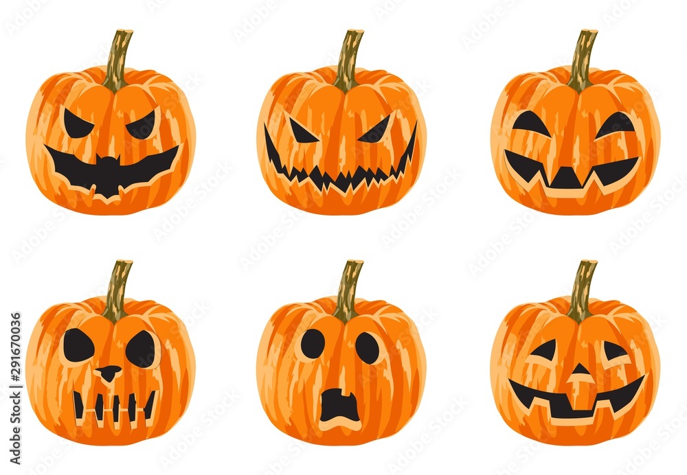 Set of scary halloween pumpkin. Vector illustration. Set of scary halloween pumpkin. Vector illustration.