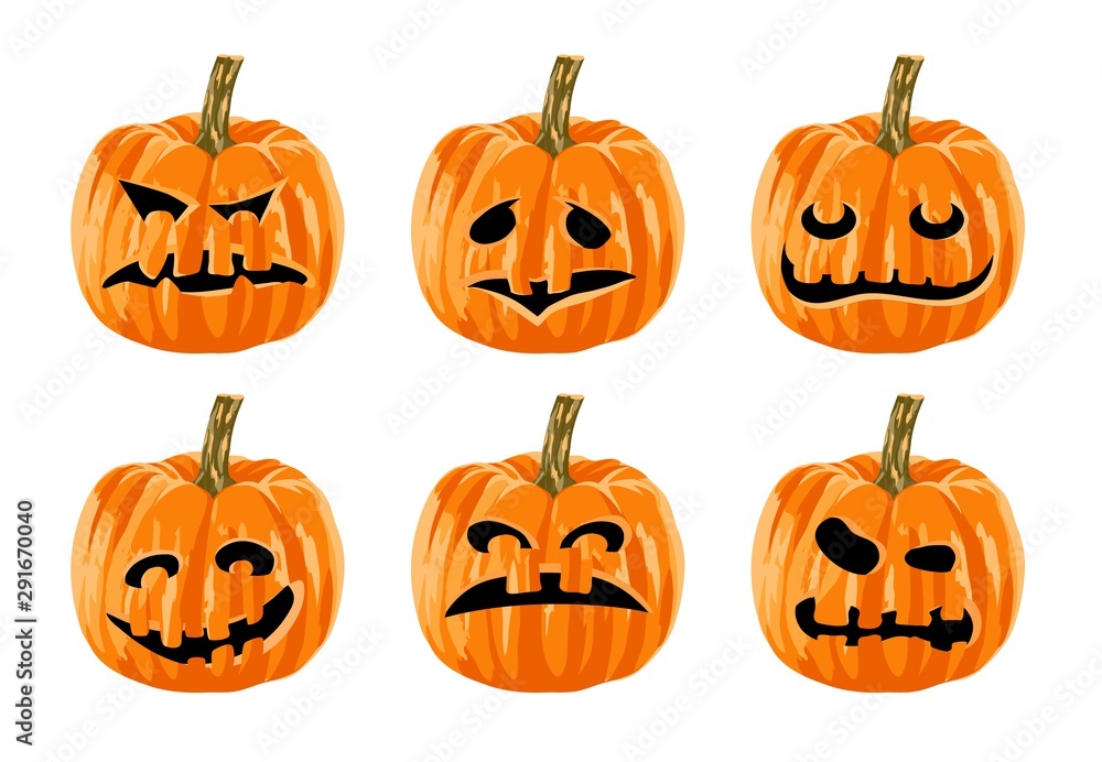 Set of scary halloween pumpkin. Vector illustration. Set of scary halloween pumpkin. Vector illustration.