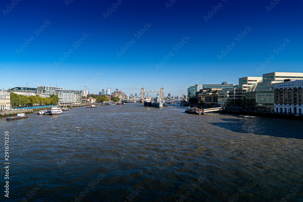 London River Thames showing Belfast and Tower Bridge