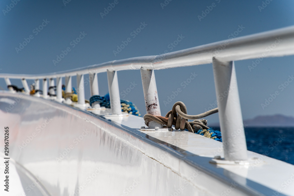 Fototapeta premium A large private motor yacht under way out at Red sea