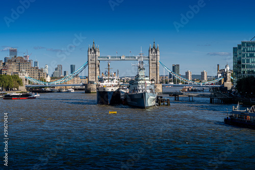 Wallpaper Mural London River Thames showing Belfast and Tower Bridge Torontodigital.ca