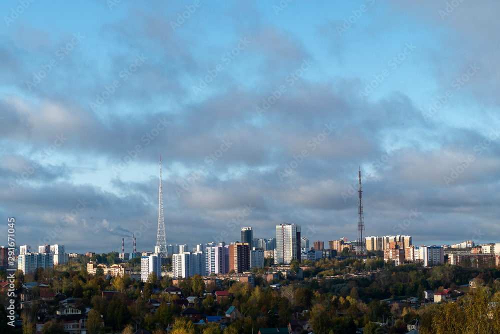 HDR image of one of the districts of Perm. Autumn, morning.