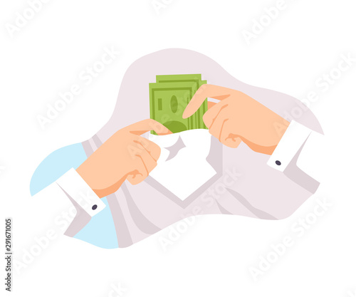 Shirt pocket with money vector illustration isolated on white background.