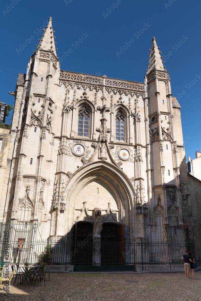 Old stone church in the historic part of Avignon city france