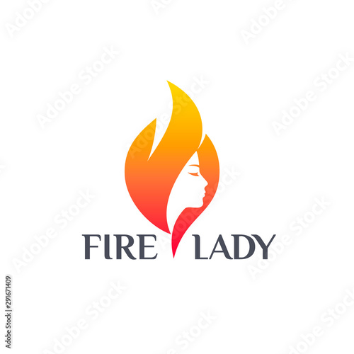Beauty vector logo design template. Fire lady icon.
