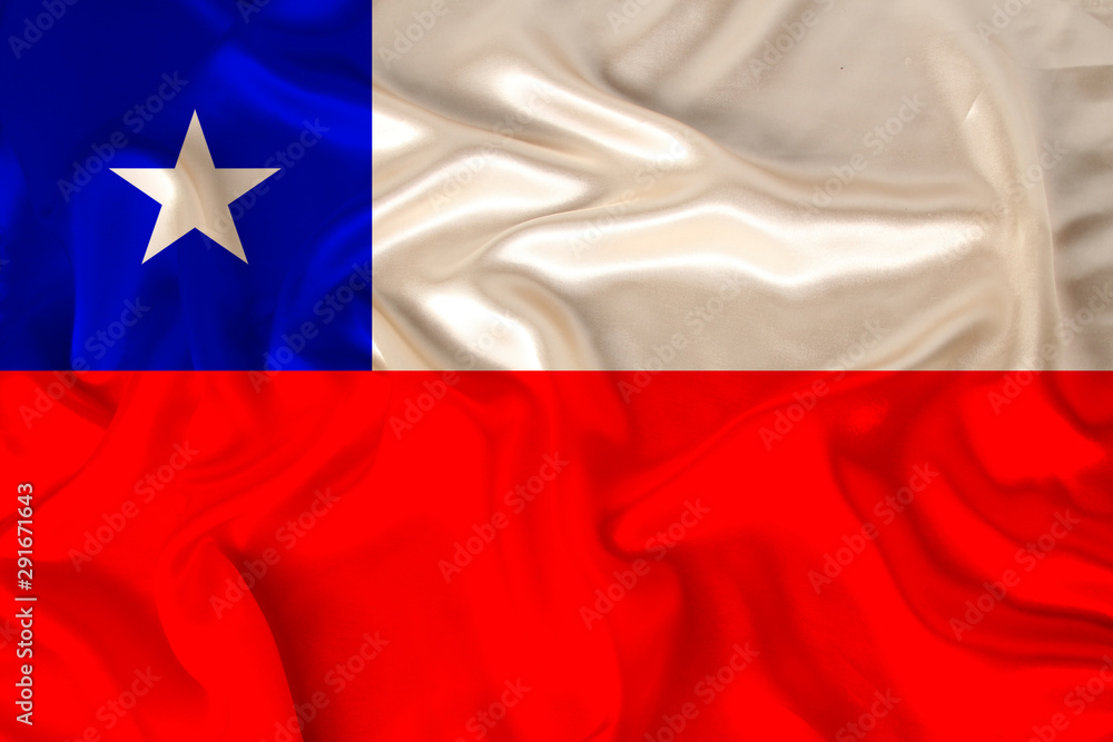 photo of the national flag of Chile on a luxurious texture of satin, silk with waves, folds and highlights, close-up, copy space, concept of travel, economy and state policy, illustration photo of the national flag of Chile on a luxurious texture of satin, silk with waves, folds and highlights, close-up, copy space, concept of travel, economy and state policy, illustration
