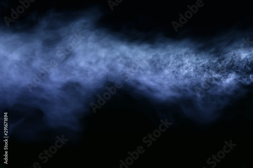 Cute heavy magic flat smoke line isolated on black - 3D illustration of smoke