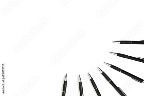 black ballpoint pens isolated on white background