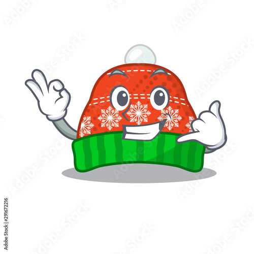 Call me winter hat put in cartoon cupboard
