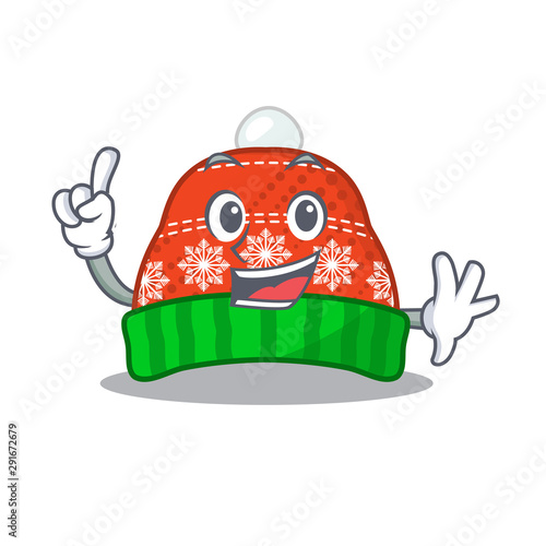 Finger winter hat put in cartoon cupboard