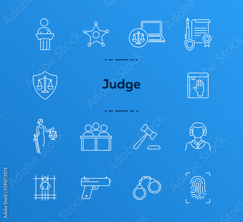Judge line icon set