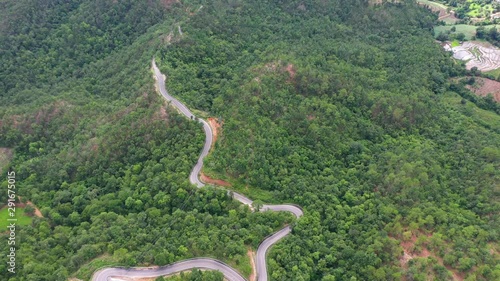 Curvi road aerial view, Doi Inthanon National Park, Thailand. photo