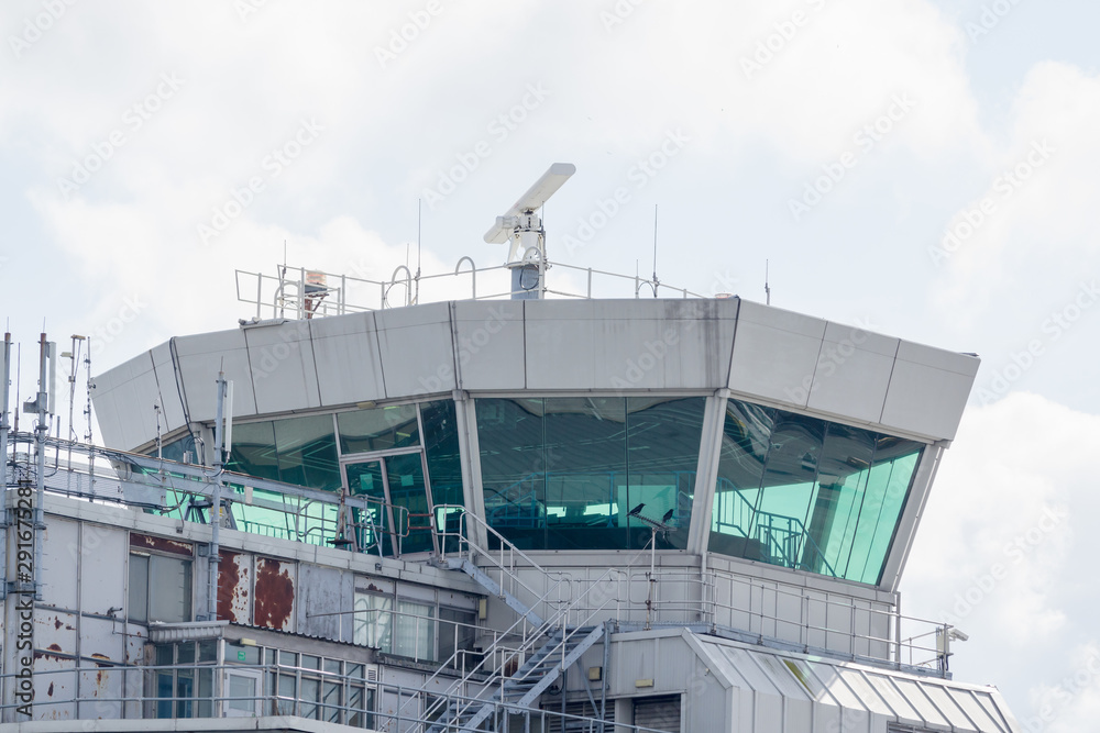 Airport control tower at Manchester airport England