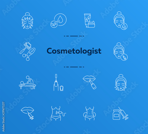 Cosmetologist line icon set