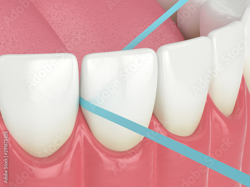 Fotografia 3d render of jaw with dental floss