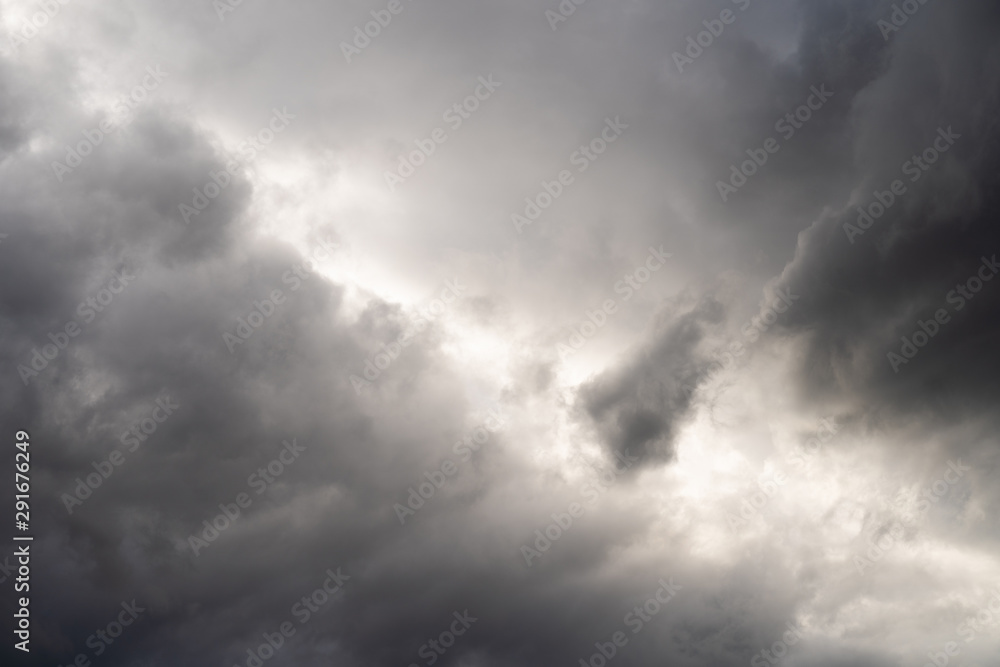 Fototapeta premium Dramatic black clouds and dark sky.