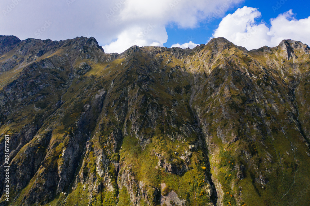 Beautiful aerial view on the summer mountain and forest