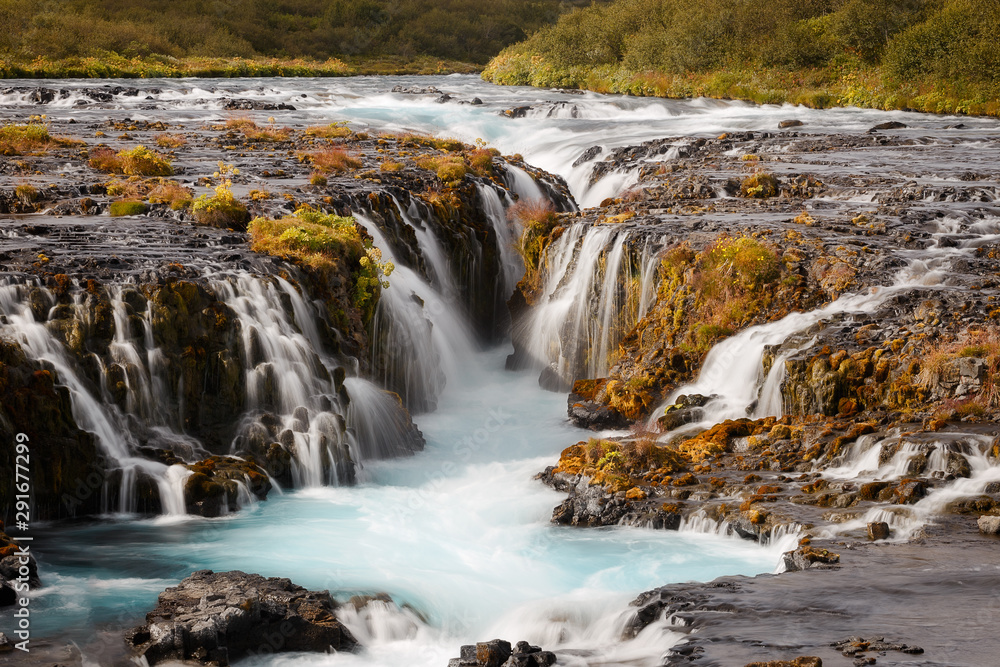 Fototapeta premium Beautiful Bruarfoss Waterfall Close up, Iceland