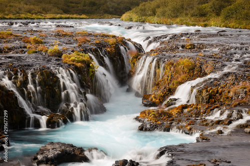 Beautiful Bruarfoss Waterfall Close up, Iceland