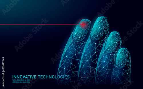 Low poly modern nail supplement care technology. Innovative laser therapy strengthener formula. Nail protection shield medical care cosmetics ad concept vector illustration