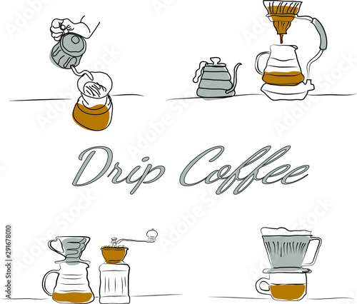 line drawing of drip coffee