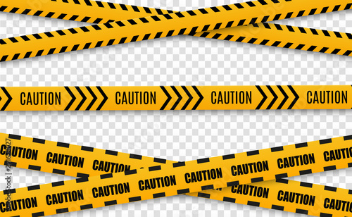 Lines isolated. Warning tapes. Caution. Danger signs. Vector illustration.Yellow with black police line and danger tapes. Vector illustration.