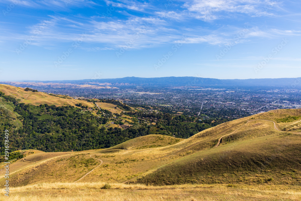 View of Silicon Valley from Sierra mountains in California, USA