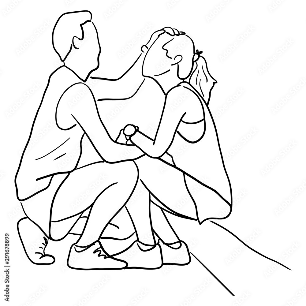 man touching his lover with love and care vector illustration sketch doodle hand drawn with black lines isolated on white background man touching his lover with love and care vector illustration sketch doodle hand drawn with black lines isolated on white background