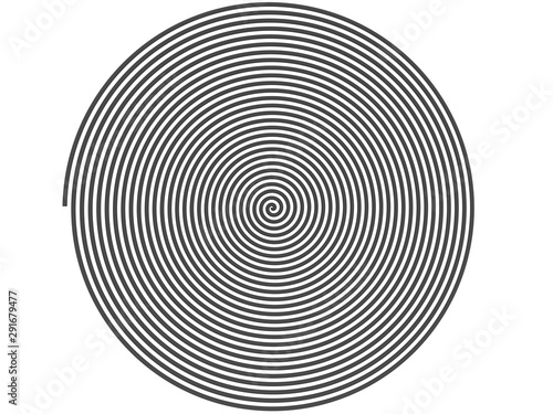 Black hypnotic spiral on white