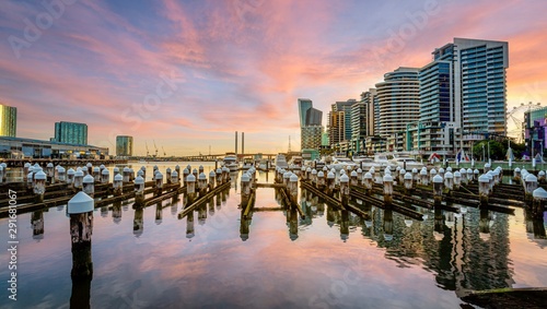 Melbourne Australia Docklands at sunset photo
