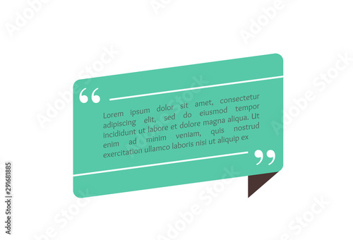 Quote text box, bubble for comment, mark design. Quotation banner template in flat modern style. Vector illustration background
