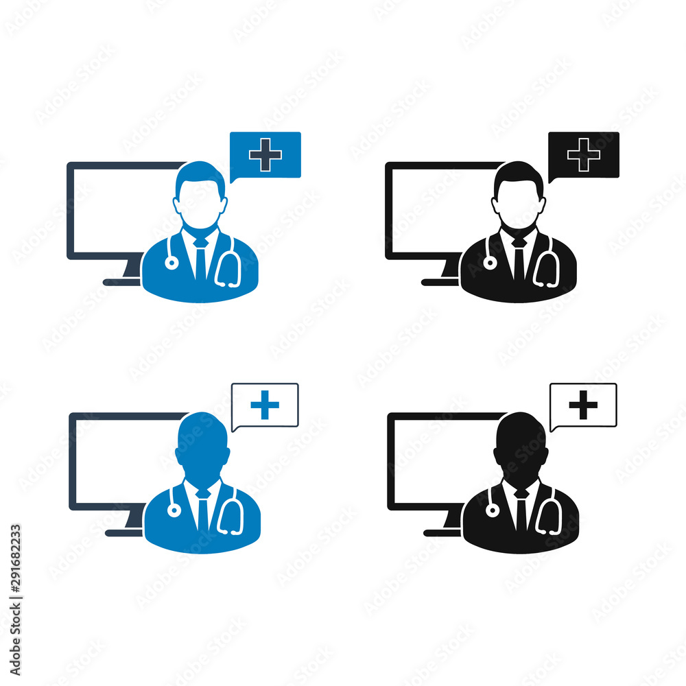 Online medical consultant icon. Flat style vector EPS. Online medical consultant icon. Flat style vector EPS.