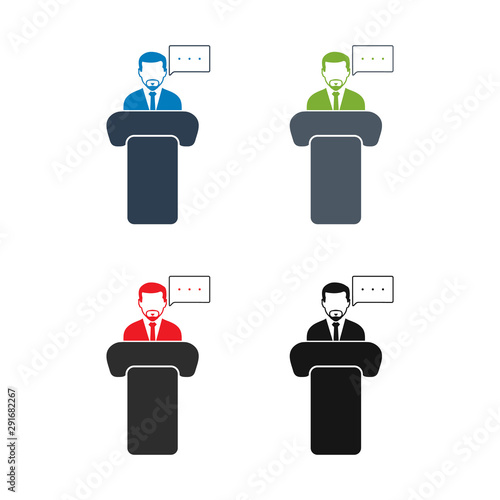 Speaker Icon Set. Flat style vector EPS.